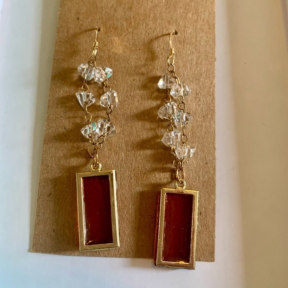 Burnt Orange Handmade Headband Gift set with Milkweed Resin Jewelry Earrings - Picture 3 of 7